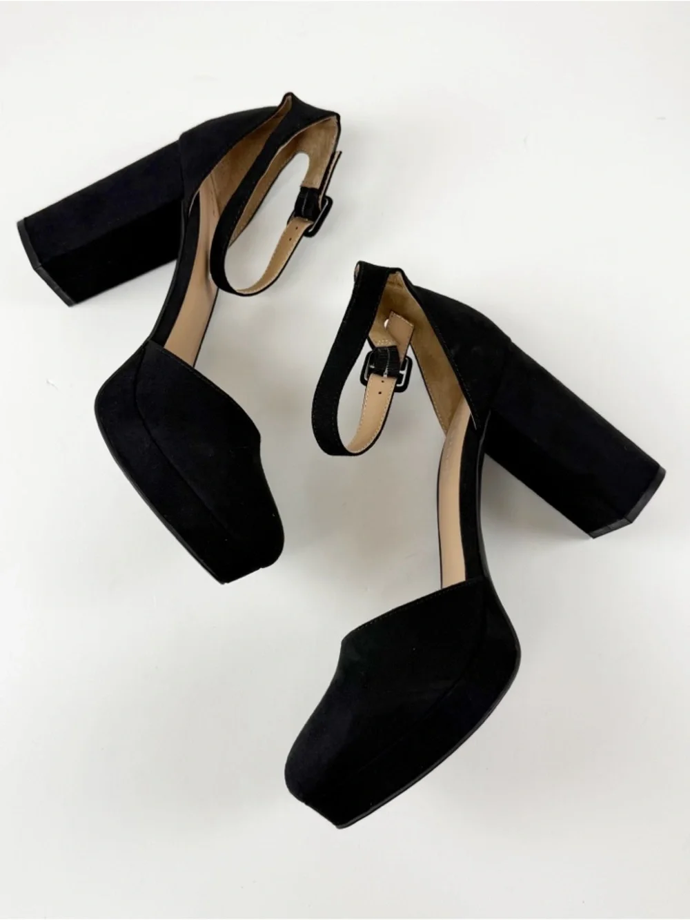 Sun + Stone Birdey Ankle Strap Block Heel Platform Pumps Womens 11M Black NEW